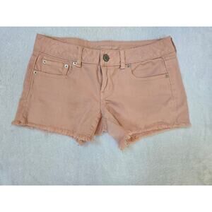 American Eagle Womens Pink Cut Off Denim Shorts Stretch Size 8